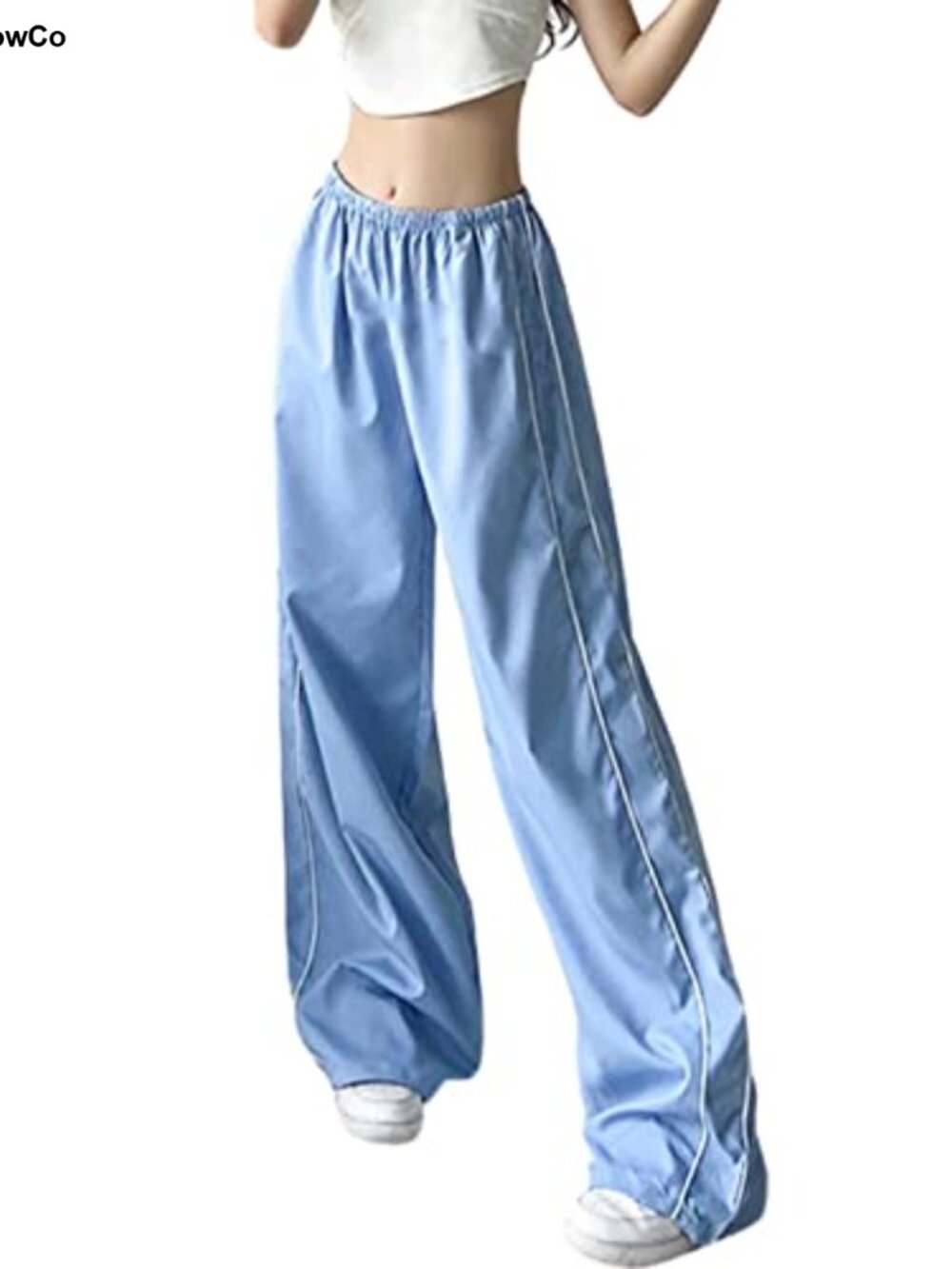 Women's Parachute Pants Baggy Track Y2K Elastic Waist Wide Leg Trousers